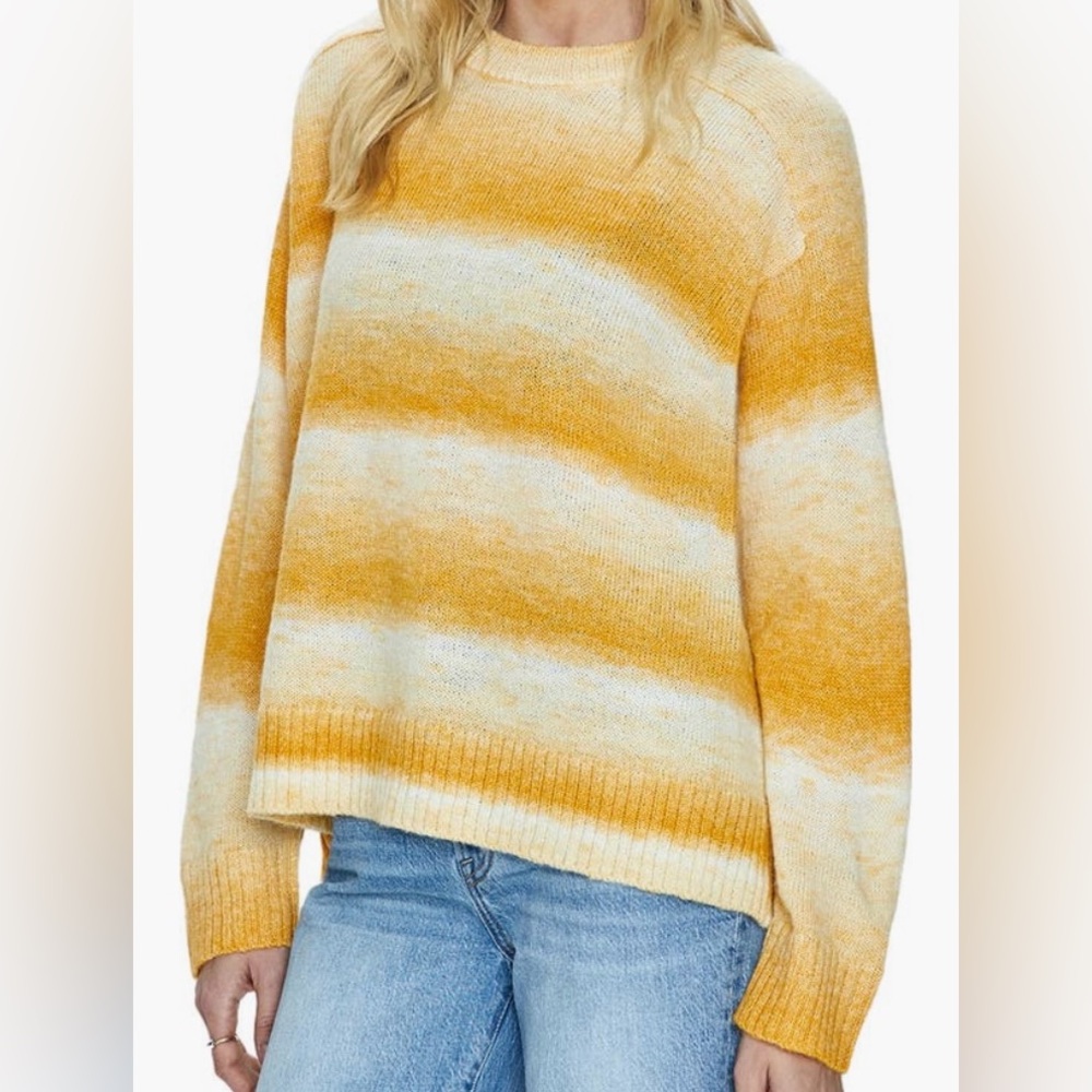 Pistola Yellow and Cream Crew Neck Sweater with Ribbed Texture